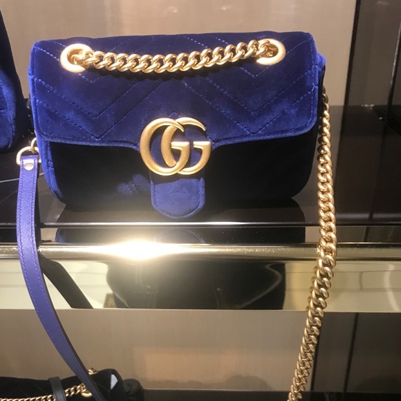 Gucci Handbags - *FINAL PRICE* Gucci velvet mini bag cobalt💕💕